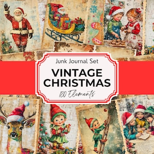 Vintage Christmas Junk Journal, Christmas Scrapbook Papers, Junk Journal Christmas Printable Pages, Junk Journal Pages, Digital Download