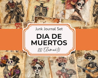 Vintage Halloween Junk Journal, Dia de Muertos Journal, Day Of The Dead Junk Journal Pages, Ephemera, Sugar Skull Junk journal Printable