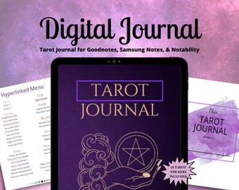 Cyfrowy dziennik Tarota, cyfrowy planer Tarota, codzienne czytanie kart, rozkłady Tarota, cyfrowe naklejki Tarot Witch 78