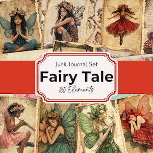 Vintage Fairies Junk Journal Kit, Fairy Garden Junk Journal Pages, Spring Ephemera, Scrapbook printable, Printable Paper, Spring Pages