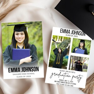 Graduation Invitation Template, Senior Graduate Announcement Template, Modern Graduation Announcement, Graduation Template, Photo Invitation