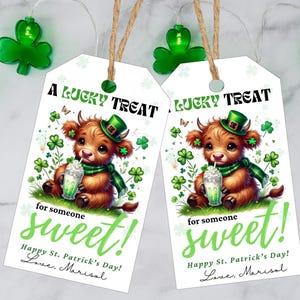 St. Patrick Day Gift Tags, Printable St Patrick&#39;s Day Gift Tag, Instant Download Lucky Treat for Someone Sweet Tag, Personalize With Canva