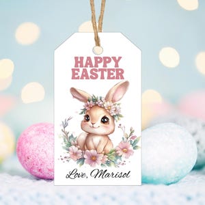 EDITIERBARE Niedliche Osterhasen-Geschenkanhänger, Osterhase druckbar, Kinder Osterhasen-Korb-Tags, druckbare Osteranhänger, druckbarer Leckerbissen-Beutelanhänger