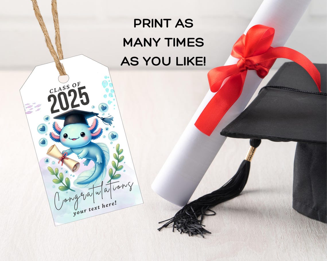 Printable Graduation Gift Tags, Congrats Class of 2025 Tag ...