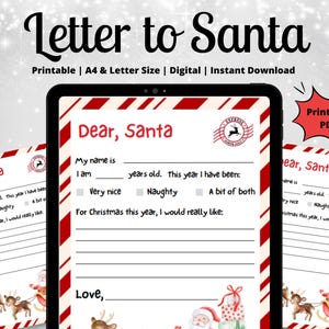 Carta para niños a Papá Noel, Carta a Papá Noel para imprimir, Carta de Navidad, Carta a Papá Noel para imprimir, Descargar PDF de Navidad para imprimir