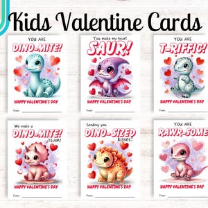 Tarjetas de San Valentín con dinosaurios para imprimir, tarjetas de San Valentín para el aula, tarjetas de San Valentín para niños, tarjetas de San Valentín para el aula de niños, descarga instantánea