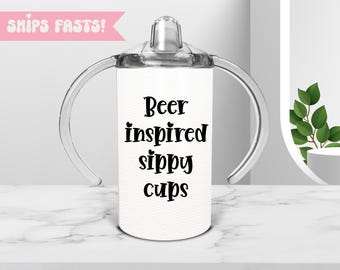 Personalisierte 12 Unzen Schnabeltasse, Schnabeltasse aus Edelstahl mit 2 Deckeln und Strohhalm, Benutzerdefinierte lustige Bier inspirierte Schnabeltasse, Trinkbuddy Schnabeltasse