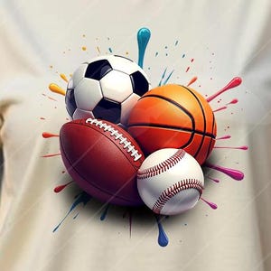 Sports Balls PNG Bundle, Soccer & Football Clipart, Game Day Shirt PNG, Sports Dad Graphics, Basketball,  Baseball Digital Design download