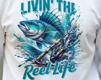 The Reel Life Crappie Fish Shirt Design digitale download, perfecte Crappie Fishing PNG voor vissers T-shirts, unieke afbeelding Gone Fishing