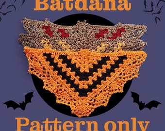 Patrón de crochet de bandana de murciélago: bufanda de pelo espeluznante (patrón PDF)
