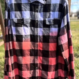 Red & Blue Tie Dyed Flannel Shirt Hand Dyed Shirt Unisex Plaid Shirt Boho Hippie Flannel Grunge Alternative Fashion Vintage 90s Vibe Shirt