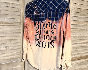 Upcycled Bleached Flannel Shirt: Distressed Boho Grunge Style