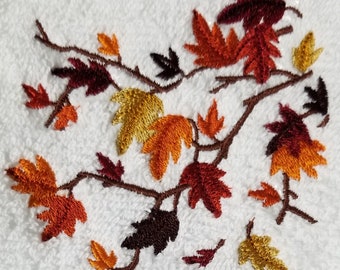 Autumn Towel - Leaves Towel - Embroidered Towel- Hand Towel - Bath Towel - Apron - Fingertip Towel-Kitchen Towel