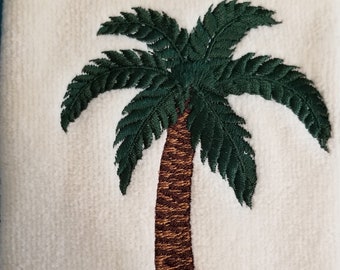 Palmera bordada - Toalla de palmera - Toalla de manos - Toalla de baño - Delantal - Toalla de dedo - Toalla de cocina