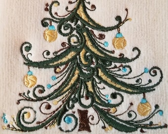 刺繍入りクリスマスツリータオル：ホリデーデコレーション - Etsy 日本