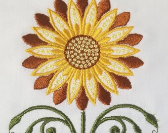 刺繍入りひまわりハンドタオル – キッチン装飾、テリークロス製
