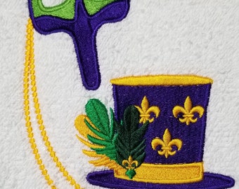 Mardi Gras Towel - Mask Towel - Mardi Gras - Hat Towel  - Hand Towel - Bath Towel - Apron - Fingertip Towel-Kitchen Towel