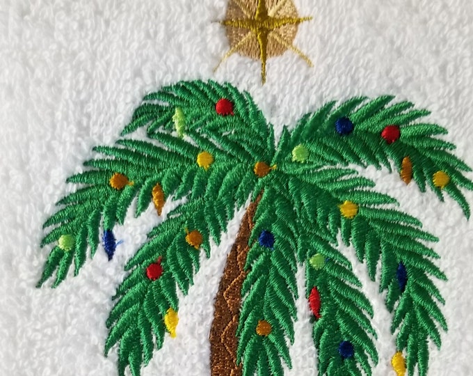 Embroidered Palm Tree Palm Tree Towel Hand Towel Bath Etsy