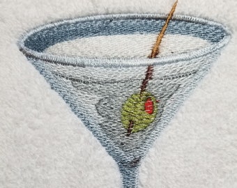 Martini Towel - Embroidered Towel - Cocktail Towel  - Hand Towel - Bath Towel - Apron - Fingertip Towel-Kitchen Towel