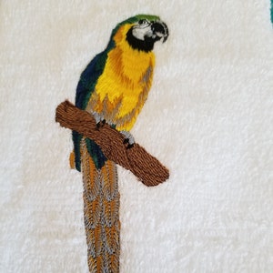 Parrot Towel - Topical  Towel -  MaCaw  Towel - Embroidered Towel  - Hand Towel - Bath Towel - Apron-Kitchen Towel