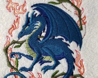 Dragon Towel - Embroidered Dragon Towel - Embroidered Towel  - Hand Towel - Bath Towel - Apron-Kitchen Towel