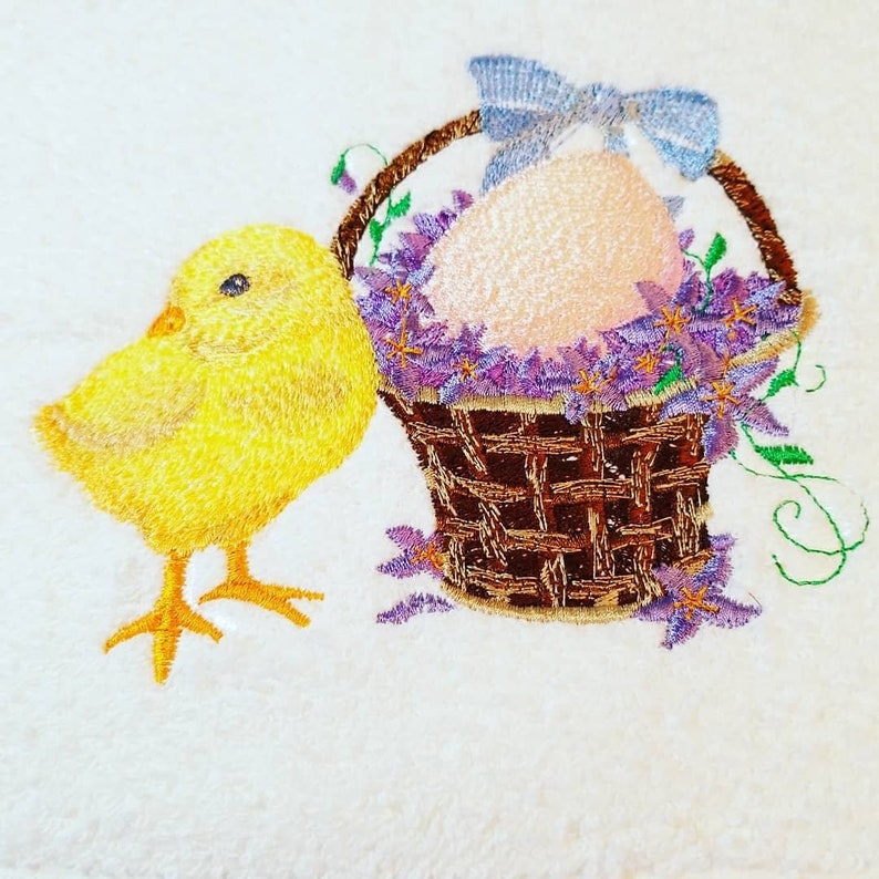 Embroidered Easter Towel Duck Towel Chick Towel Hand Etsy