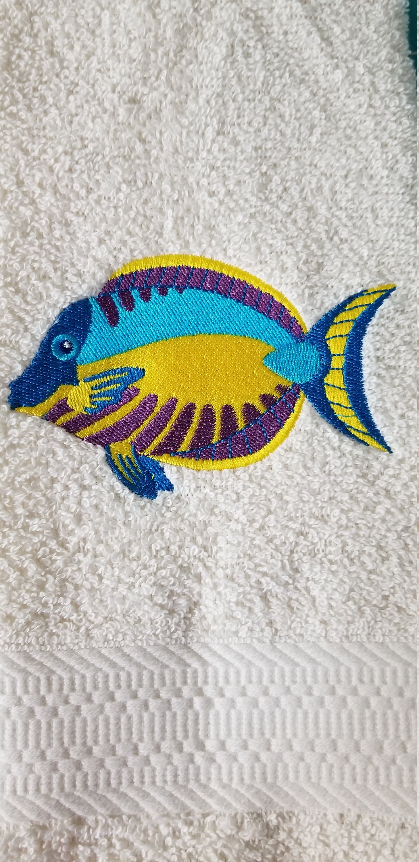 Fish Towel Embroidered Towel Caribbean Towel tropical Etsy