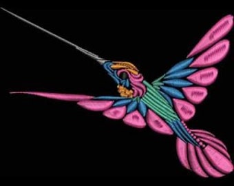 Broderad handduk med kolibri – Bird Kitchen Waffle Weave badförkläde med fingertoppsmotiv