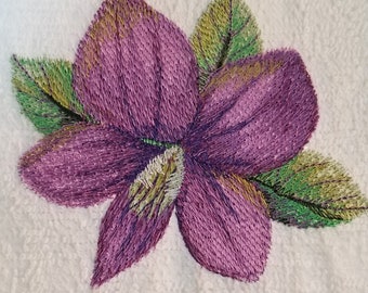 Violet Towel - Embroidered Flower Towel - Watercolor - Hand Towel -Bath Towel - Fingertip Towel - Apron-Kitchen Towel