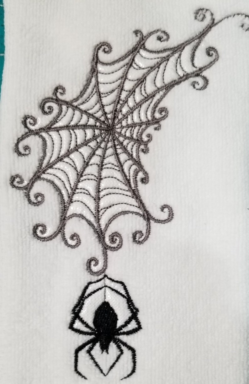 Spider Towel Halloween Towel Spiderweb Towel Embroidered Towel Hand Towel Bath Towel Apron Fingertip Towel-Kitchen Towel image 1