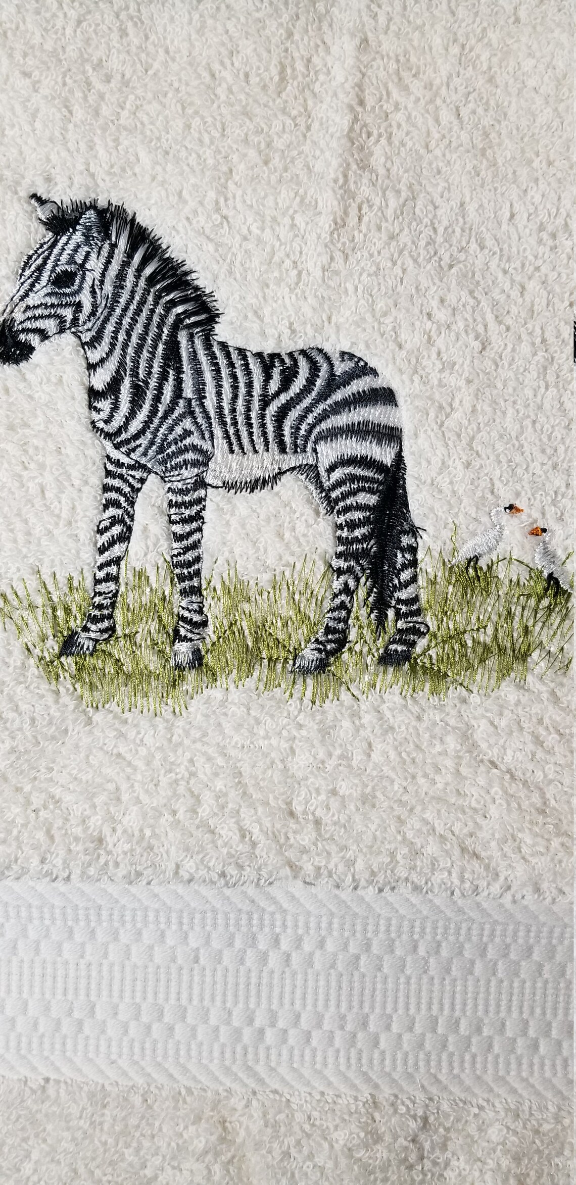 Zebra Towel Embroidered Towel Towel Baby Zebra Towel Etsy