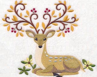 Deer Towel - Autumn Towel - Embroidered Towel  - Hand Towel - Bath Towel - Apron - Fingertip Towel-Kitchen Towel