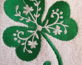 Shamrock Towel - St. Patrick's Day Towel - Silhouette - Embroidered Towel  - Hand Towel - Bath Towel - Apron - Fingertip-Kitchen Towel
