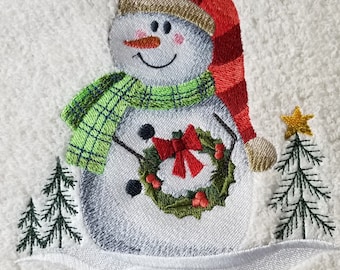 Asciugamano pupazzo di neve - Asciugamano ricamato - Asciugamano natalizio - Asciugamano per le mani - Asciugamano da bagno - Asciugamano per la punta delle dita - Grembiule - Asciugamano da cucina