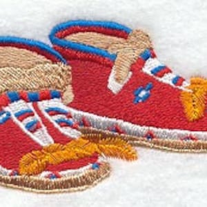 Embroidered Southwestern Towel - Embroidered Moccasins Towel  -Hand Towel - Bath Towel -Fingertip Towel - Apron-Kitchen Towel