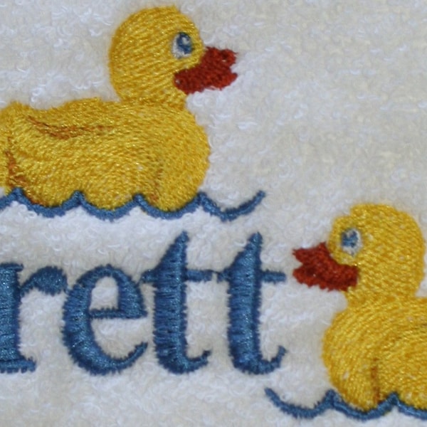 Embroidered Duckie Towel - PERSONALIZED - Child's DUCKIE - Hand Towel - Bath Towel-Kitchen Towel