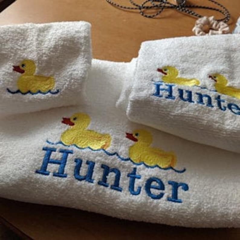 Duckie Towel Duck Towel Rubber Ducky Towel Embroidered Etsy