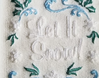 Snow Towel - Christmas Towel - Embroidered Towel - Let it Snow Towel  - Hand Towel - Bath Towel - Fingertip Towel - Apron-Kitchen Towel