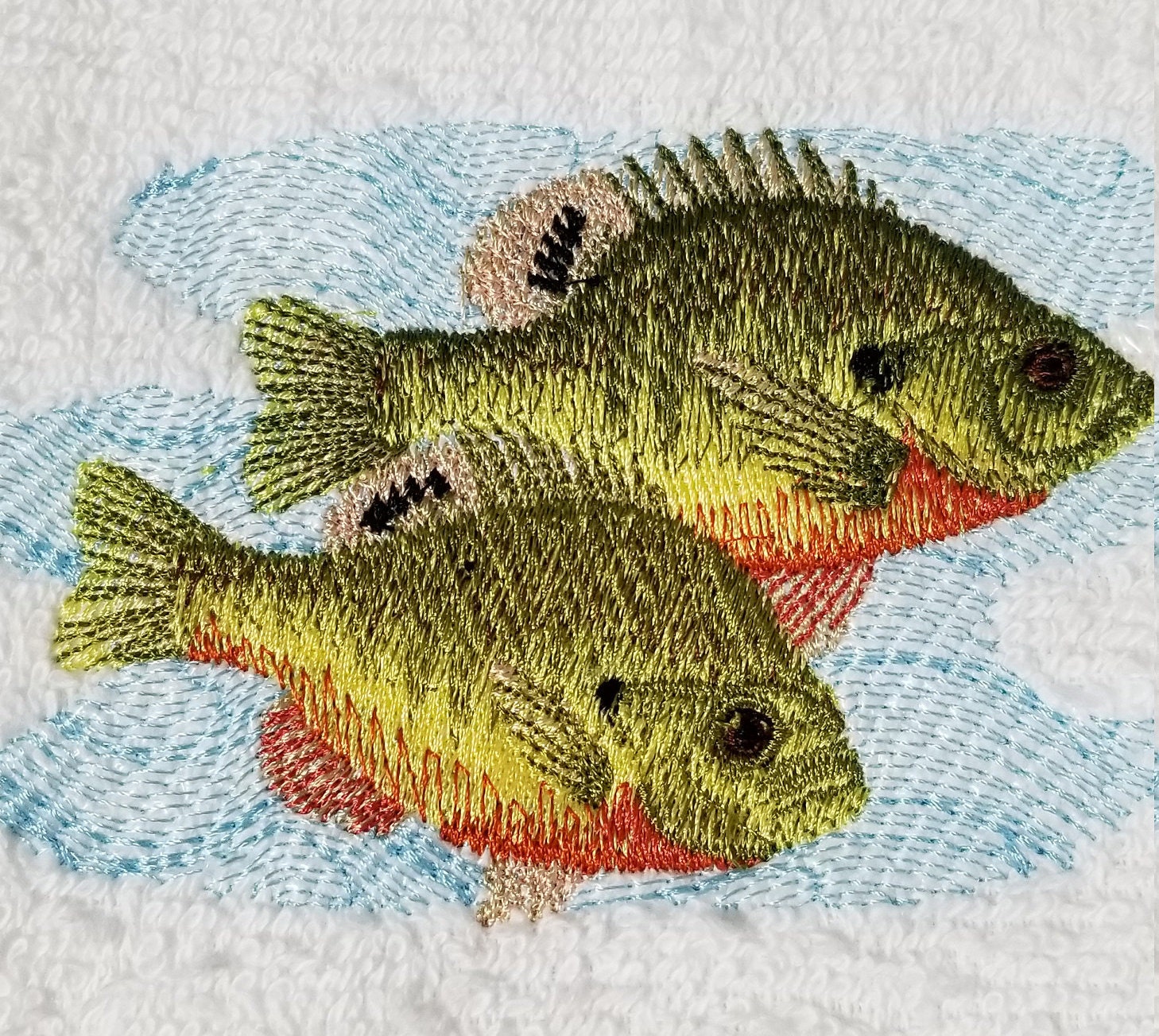 Fishing Towel Embroidered Towel Fish Towel Sunfish Etsy