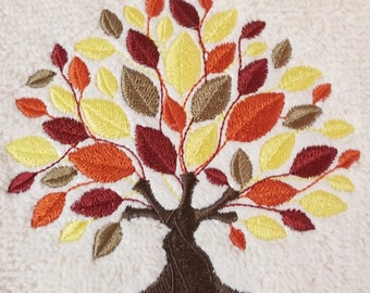 Tree Towel - Embroidered  Towel - Autumn Towel  - Hand Towel -Bath Towel - Fingertip Towel - Apron-Kitchen Towel