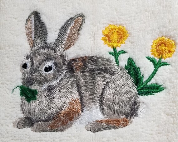 Embroidered Easter Towel Embroidered Bunny Towel Rabbit Hand Towel Apron Fingertip Towel kitchen Towel Etsy