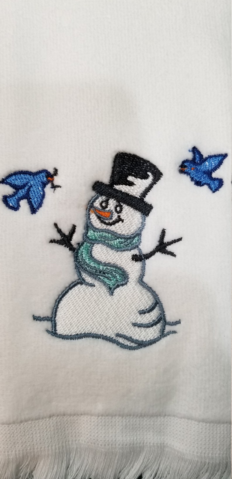 Embroidered Snowman Embroidered Christmas Towel hand Etsy