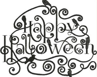 Happy Halloween Handtuch - Halloween Handtuch - Besticktes Handtuch - Handtuch - Badetuch - Fingerkuppentuch - Schürze-Küchentuch