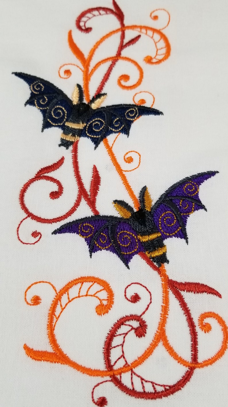 Embroidered Bat Towel Halloween Towel Bat Towel Bath Towel Hand Towel Apron-Kitchen Towel image 1