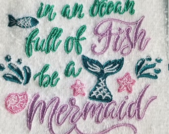 Embroidered Mermaid Towel  - Hand Towel - Bath Towel - Apron - Fingertip Towel-Kitchen Towel