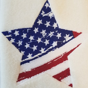 4th of July Towel - Embroidered Towel - American Flag Towel - Star Towel  - Hand Towel - Bath Towel -Apron-Kitchen Towel
