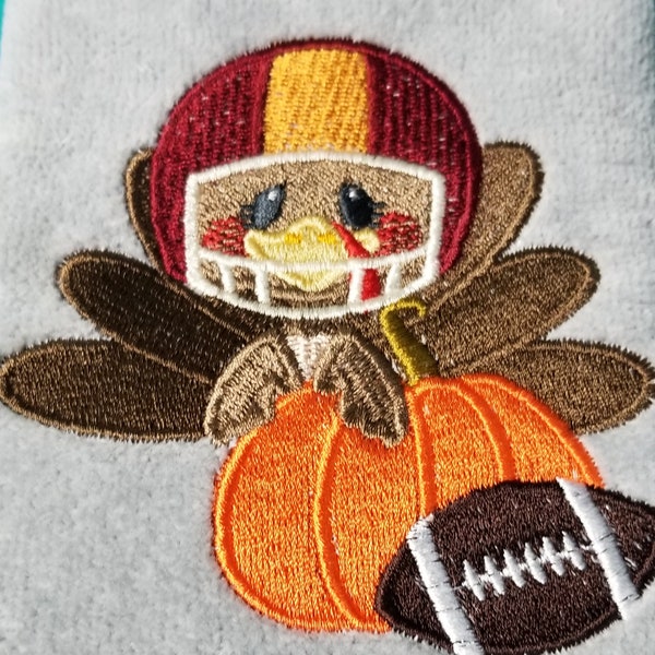 Thanksgiving Towel - Embroidered Turkey -Football Towel - Hand Towel - Bath Towel - Apron - Fingertip Towel-Kitchen Towel