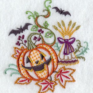 Pumpkin Towel - Halloween Towel - Embroidered Towel - Hand Towel - Embroidered Bath Towel - Apron - Fingertip Towel-Kitchen Towel