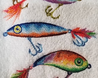 釣り用タオル - 刺繍入りタオル - ルアータオル - バスタオル - ハンドタオル - エプロン・キッチンタオル