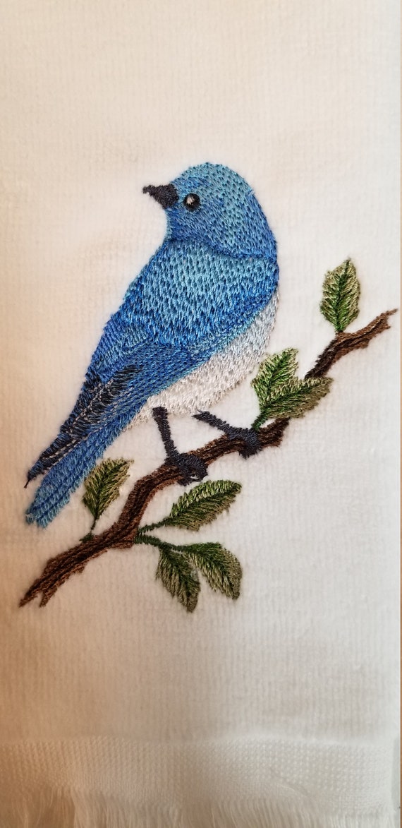 Bluebird Towel Bird Towel Embroidered Towel Hand Towel Bath Towel Apron kitchen Towel Etsy